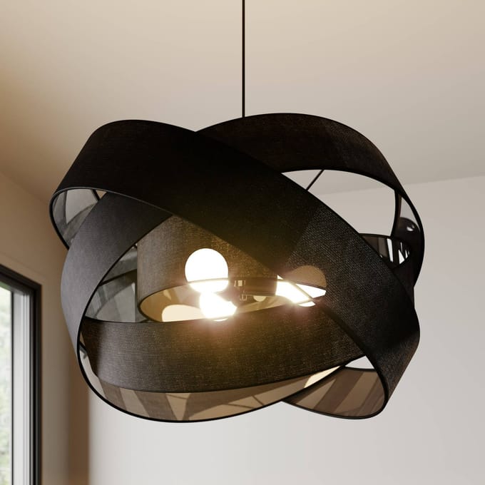 Lindby - Hanglamp - 3lichts - Stof, metaal - H: 47.6 cm - E27 - zwart