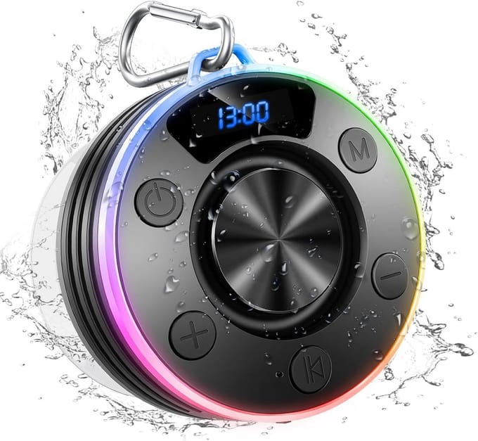 Draagbare Waterdichte Bluetooth Speaker met Zuignap en RGB Licht