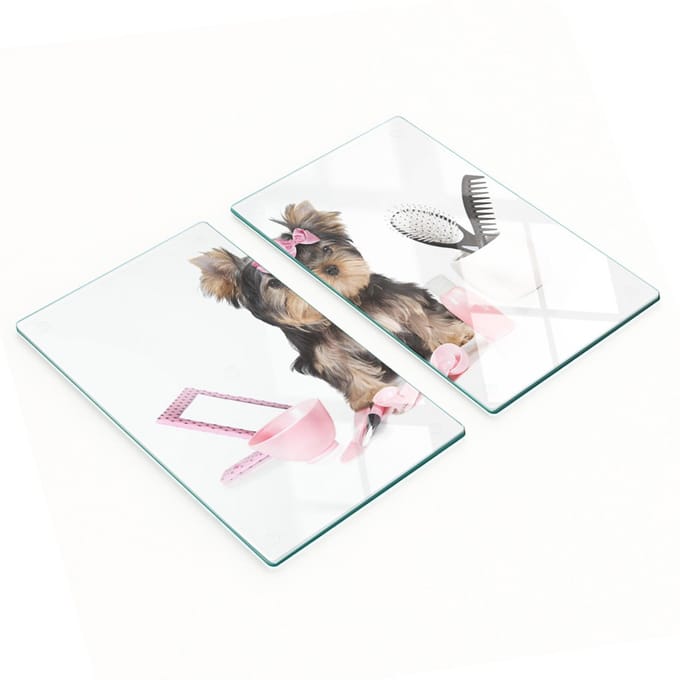 Multifunctionele decoratieve glazen borden Yorkshire Terrier 2x30x52 cm