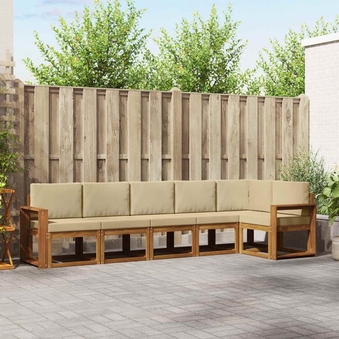 vidaXL - Buiten - bank - set - 6 - st - Natuurlijk - en - Beige