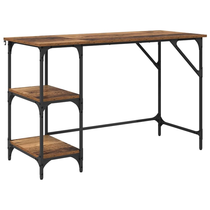 vidaXL Bureau Oud Hout 120 x 50 x 75 cm Bewerkt hout
