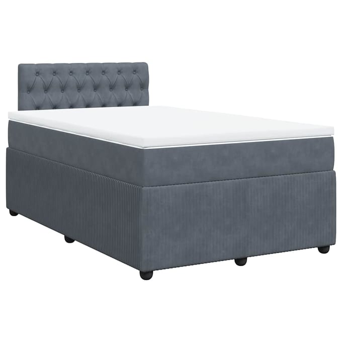 vidaXL - Boxspring - met - matras - fluweel - donkergrijs - 120x190 - cm