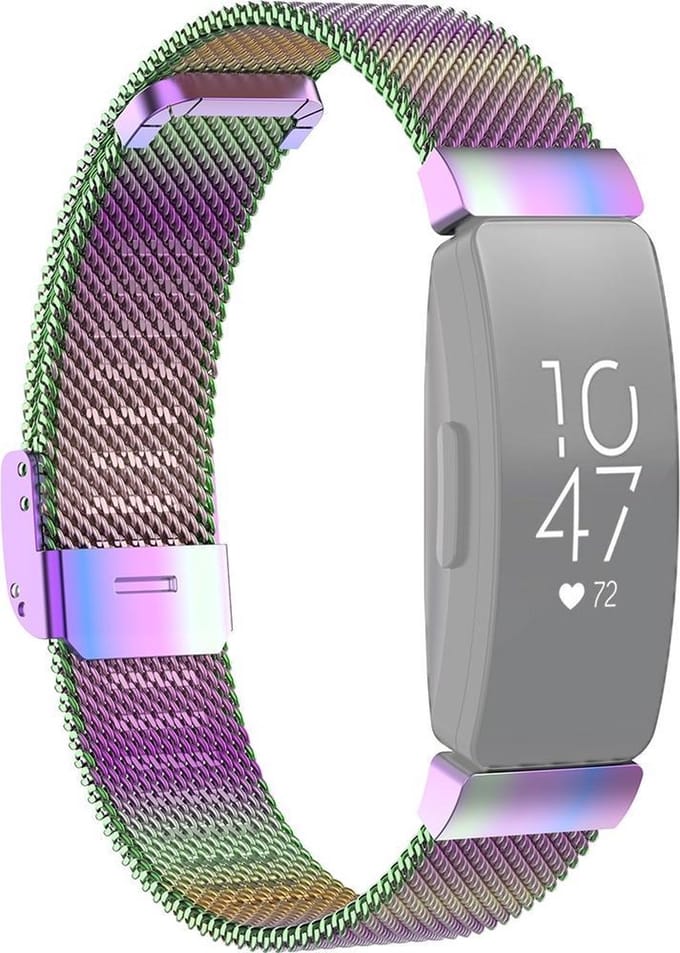 By Qubix - Compatible Fitbit bandje - Geschikt voor fitbit Inspire Milanese bandje met gesp - Maat: Small - Multi