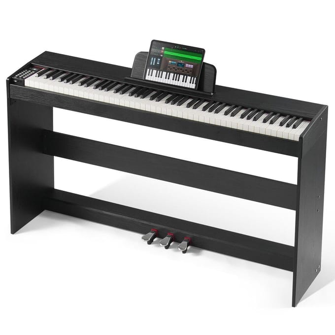 Piano Numérique 88 Touches Entièrement Lestées Double Clavier Support Simple pour Meuble