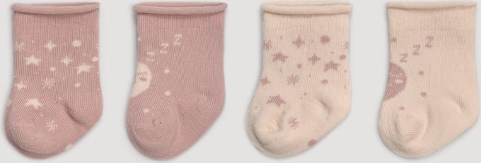 iN ControL 4pack babysokjes met maantjes en sterrenprint