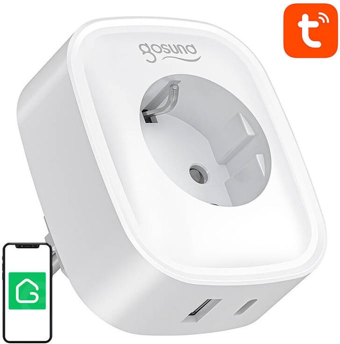 Gosund Wifi Bluetooth-Stopcontact 16A Sp6 Voor Tuya Met Usb-C-Poort 20W Smart Home