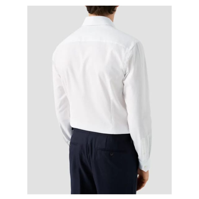 Eton Semi Solid Cotton Lyocell Shirt Lange Mouw Overhemden Wit 100015130