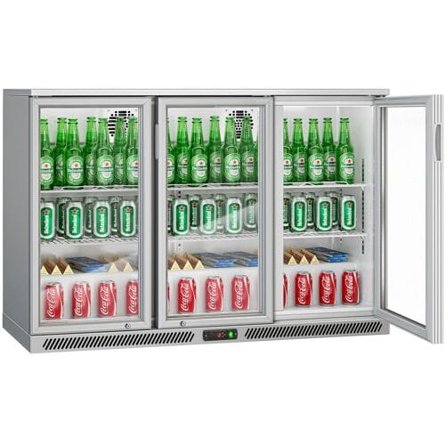 GGM Gastro Barkühlschrank - 1350mm - 320 Liter - mit 3 Glasflügeltüren - Grau