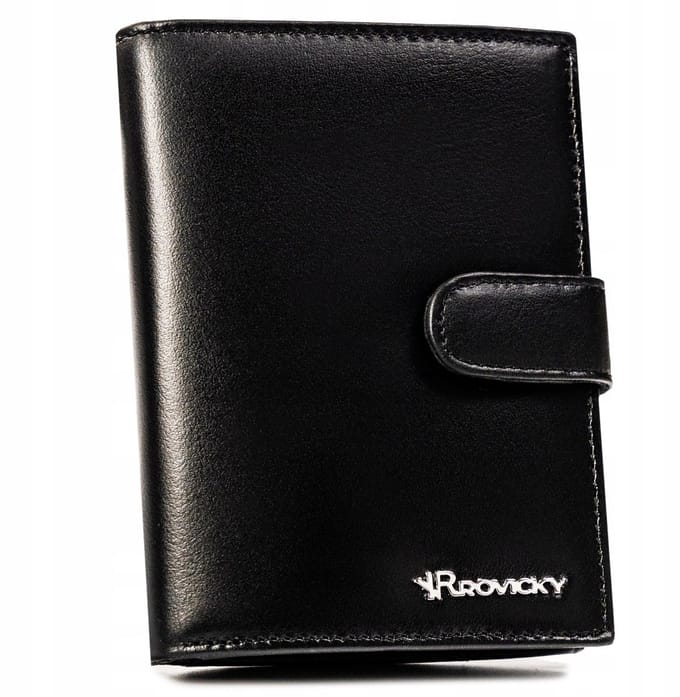ROVICKY Heren Portemonnee Leer Zwart Vertical RFID & Sleutelhanger Cadeau