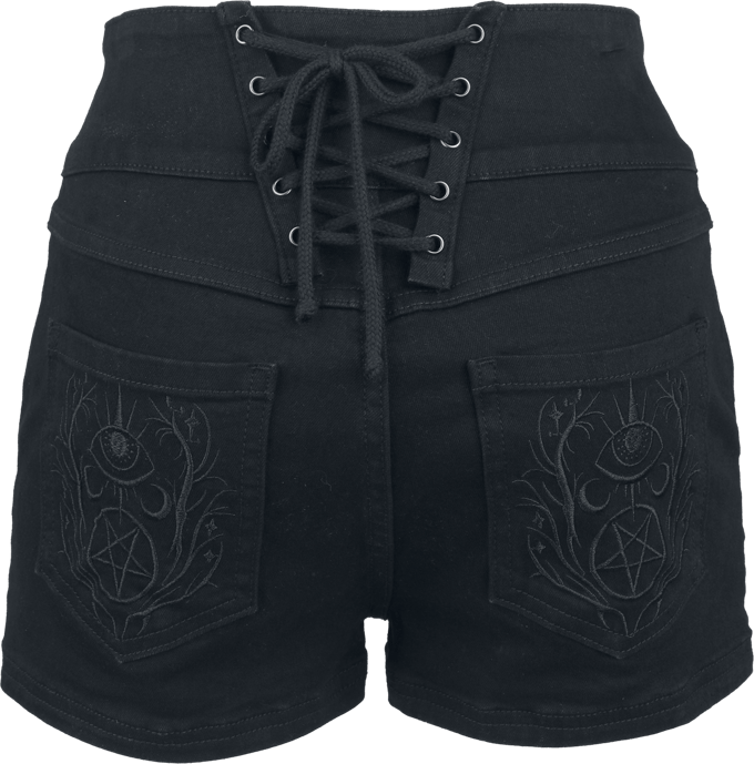 Gothicana Zwarte high-rise shorts met ringdetails en vetersluiting - Dames - 28