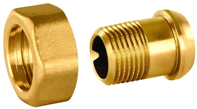 Resideo Aansluitnippel O-C buitendraadnippel R3/8, G1/2, conisch dichtend, ASV-CS-15-O-C