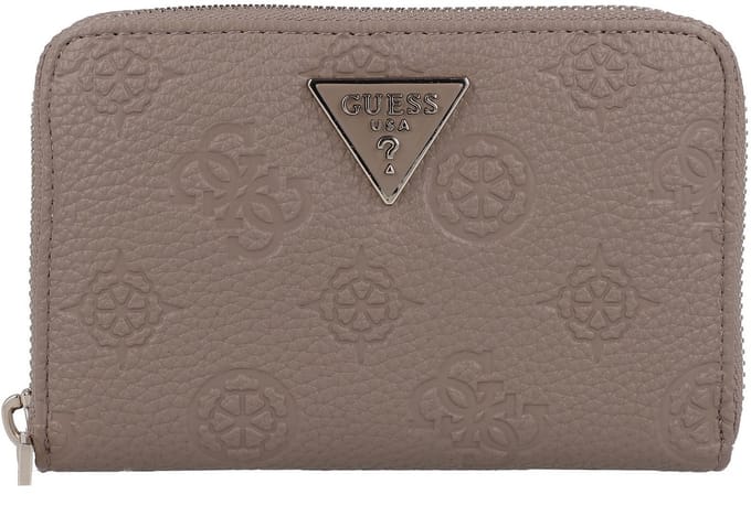 GUESS portemonnee Cresidia II SLG Zip Around Wallet Dark Taupe Logo