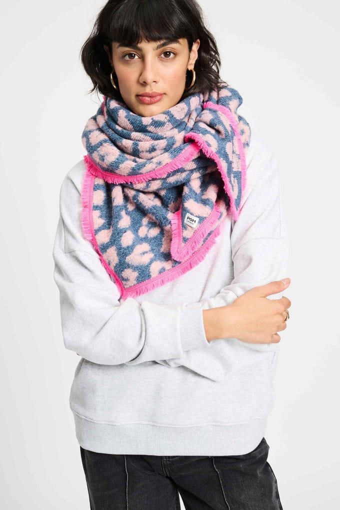 POM Amsterdam Shawl - Leopard Grey Größe: OS | Schals Outlet | Damen | Grau
