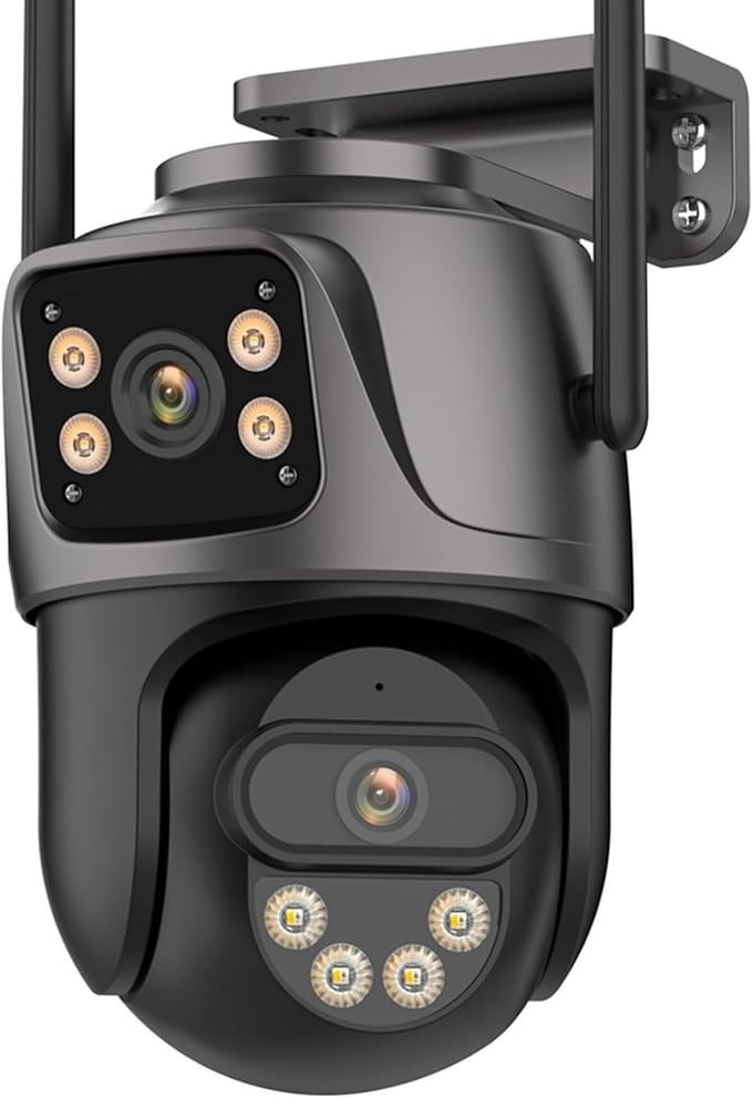 Beveiligingscamera Buiten - PTZ Camera - Woning Beveiligen - Dubbele Lens Dual Screen - 8MP - Wit