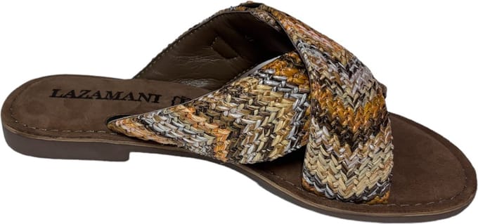 Lazamani - Mia Raffia Dames Slippers Beige - Maat 37