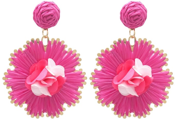 Oorbellen Bloemen – Kunststof – 6x4.5cm – Roze