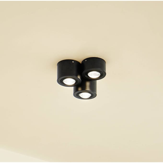 Lindby - plafondlamp - 3lichts - IJzer, aluminium - H: 14.4 cm - GX53 - zwart mat