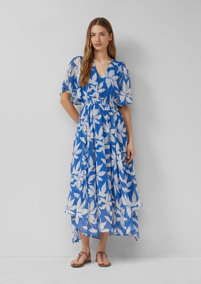 Rok van mousseline met all-over print en smockdetail dames s.Oliver