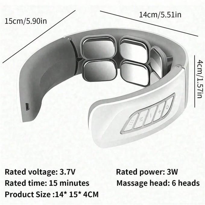 EMS Elektrische Cervicale Wervelkolom Massager Nek Schouder Massage Wervel Ontspanning Automatische Verwarming Verlichting Oplaadbaar EMS wit