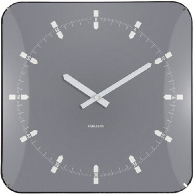 Karlsson - Wandklok Sucinto Dome Vierkant - Cool grey