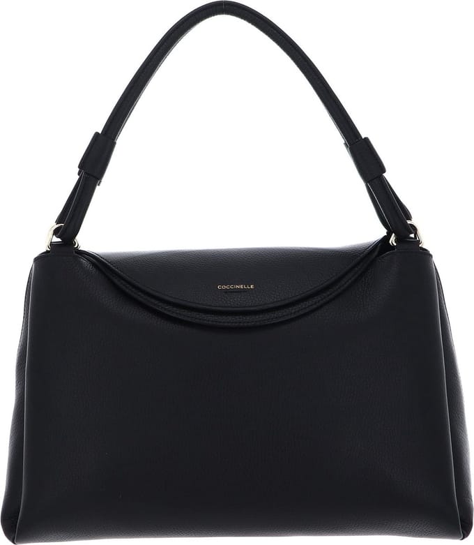 COCCINELLE Leren Schoudertas Eclyps Handbag Grained Leather Noir Zwart