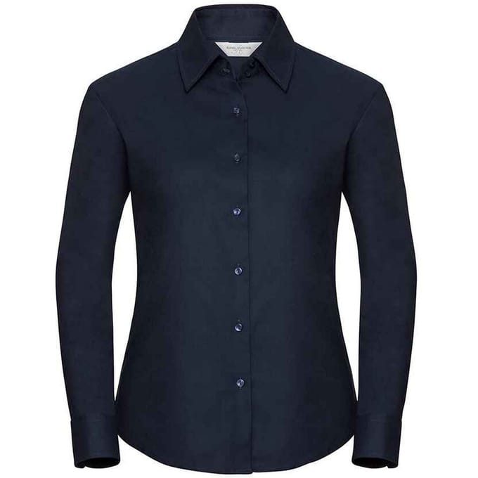Russell Collection Dames/Dames Oxford Overhemd Met Lange Mouwen (Heldere marine)