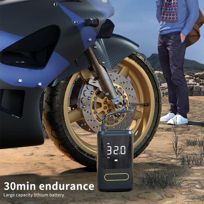 Draagbare Draadloze Luchtcompressor USB Oplaadbare Auto Bandenpomp Powerbank Luchtpomp 150PSI met zwart