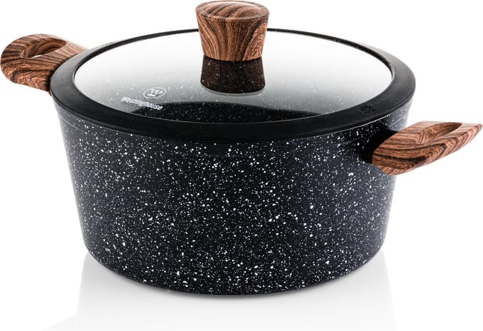 Westinghouse Braadpan – Ø 24 cm – Inductie – Inclusief Deksel – Black Marble Wood