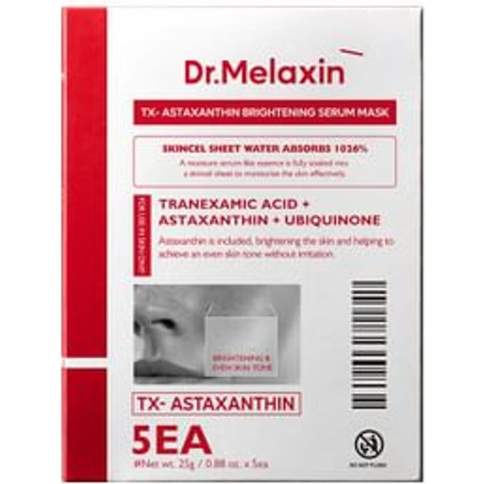 Dr.Melaxin, Sérum Éclaircissant RX-Astaxanthine Masque Beauté, 5 feuilles, 25g (0,88 oz) chaque red