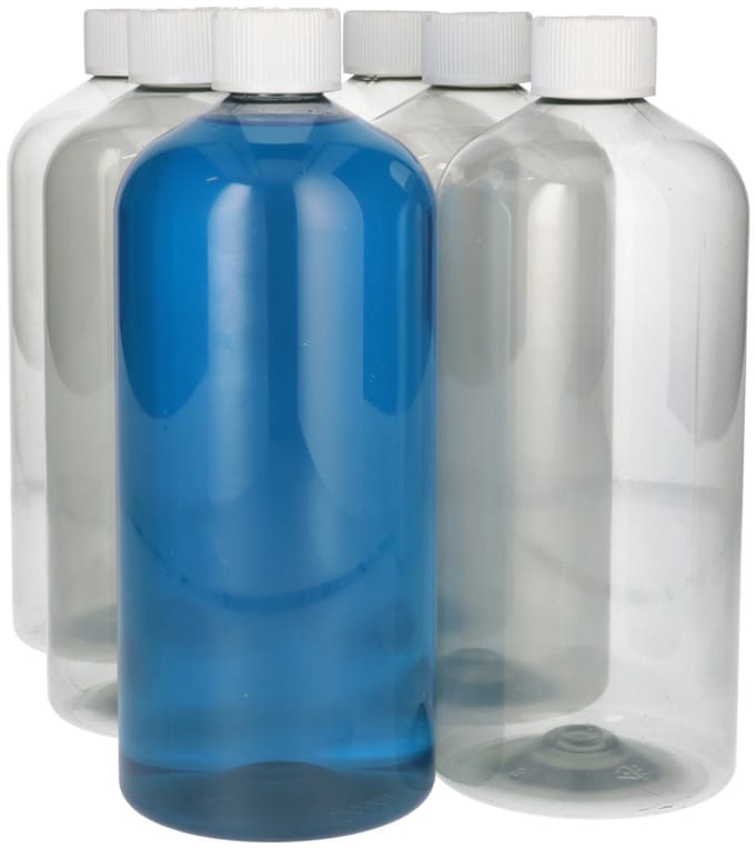 6 x 1000 ml Basic Round 100% R-PET transparant + Kindveilige dop wit - 6 stuks