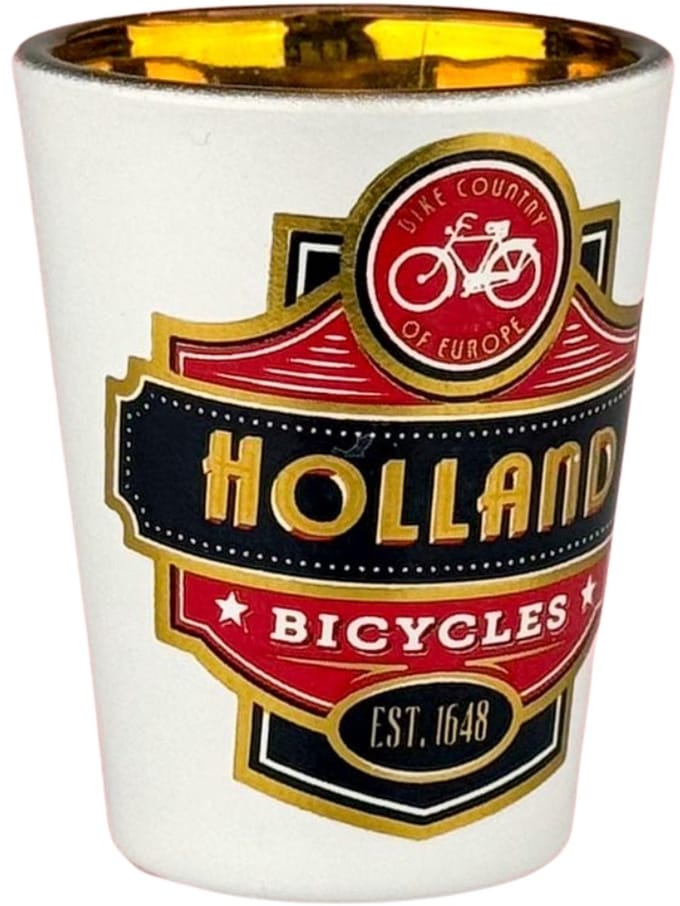 Shotglas - Holland Bicycles Rood - Goudfolie
