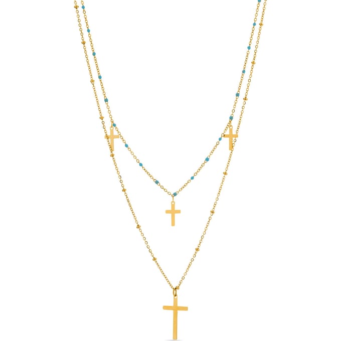 Collier de cristal bleu Luxenter finition en or jaune 18 carats - Lidriel bleu