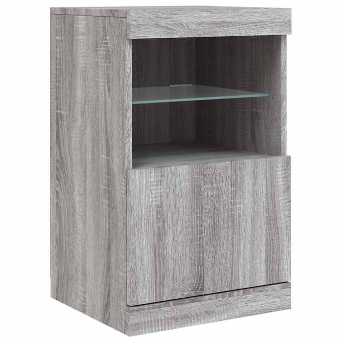 vidaXL - Dressoir - met - LED-verlichting - 41x37x67 - cm - grijs - sonoma - eiken