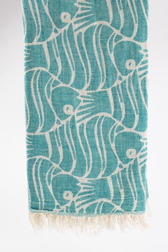 Kaunos – Turkse hamamdoek – 100x180 cm – katoen – licht & sneldrogend – turkoois