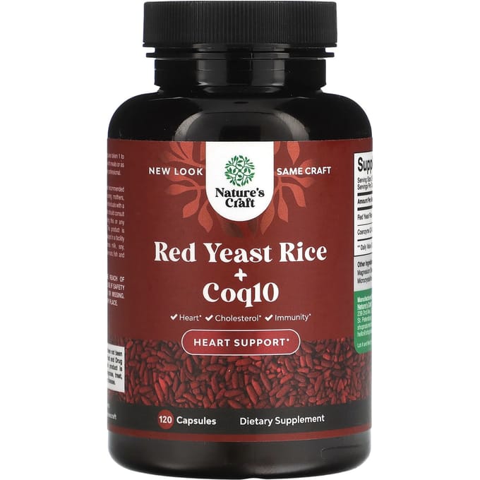 Nature's Craft, riz rouge fermenté, contient du Coq10, 120 gélules