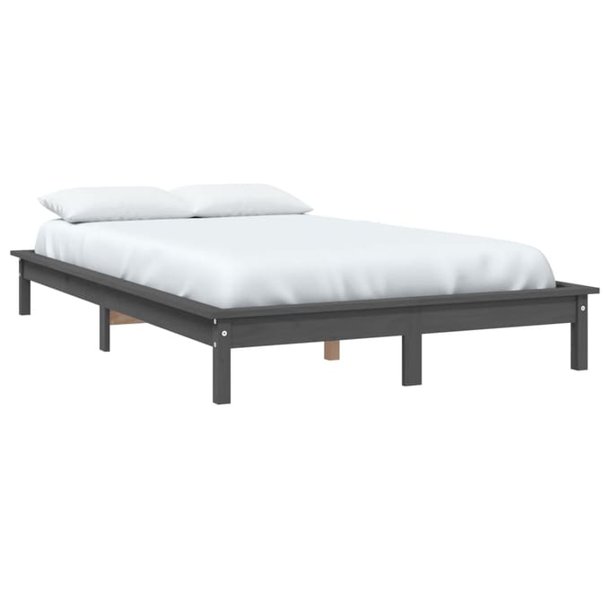vidaXL - Bedframe - massief - grenenhout - grijs - 150x200 - cm