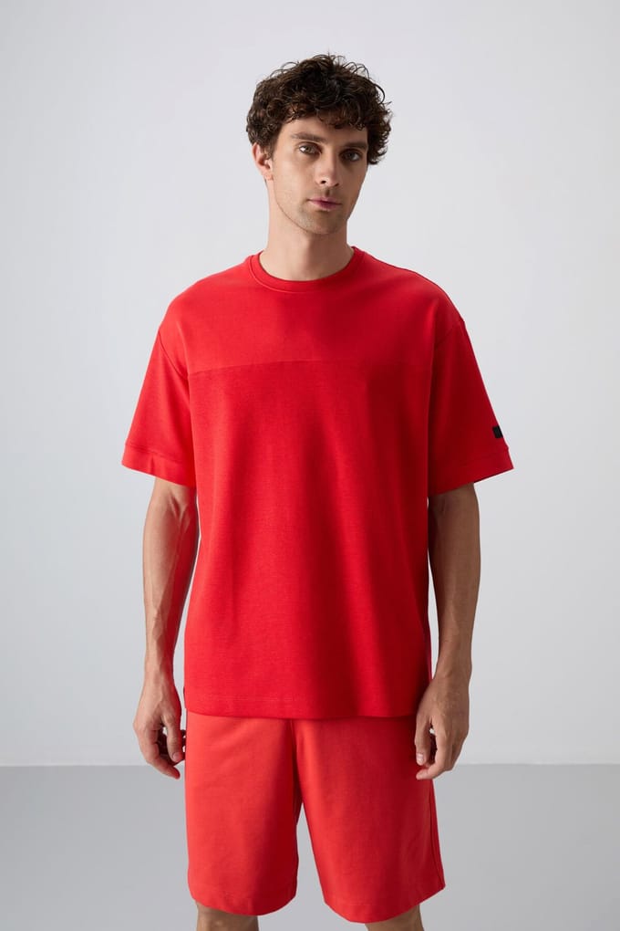 Overmaatse Katoenmix Crew Neck T-Shirt