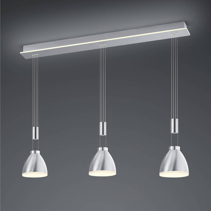 HELL LED hanglamp Leni, 3-lamp, nikkel mat