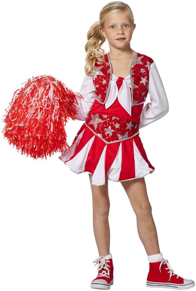 Cheerleader Jurk Kind Rood - Maatkeuze: Maat 116