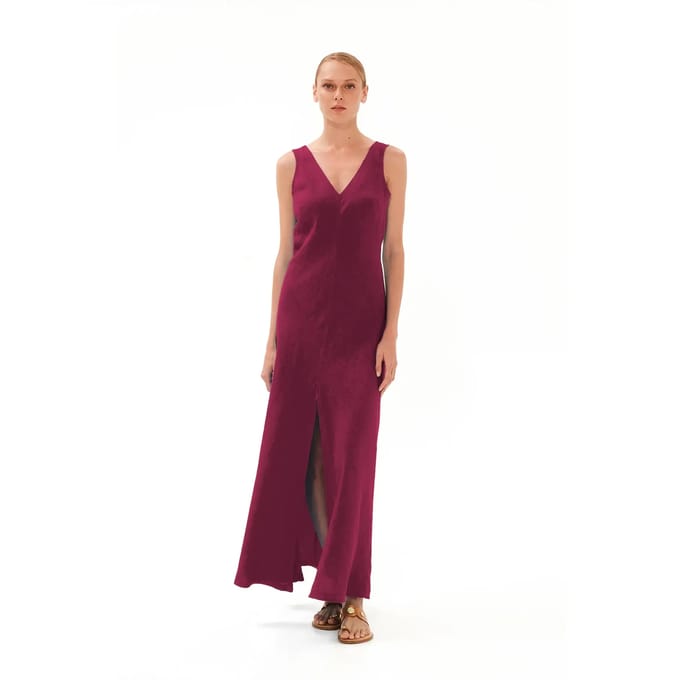 V-hals Jurk met Splitzoom Dames Haris Cotton Essentials