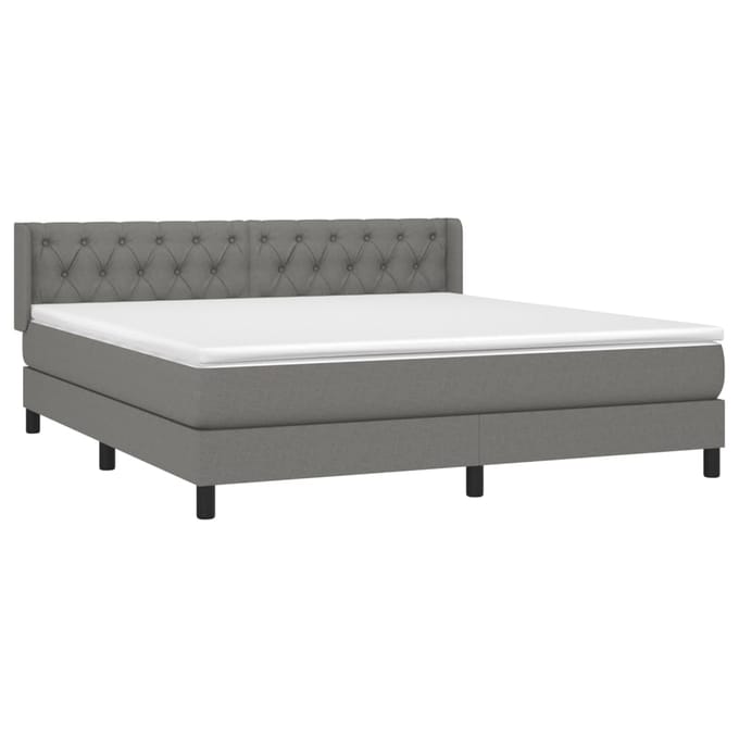 vidaXL - Boxspring - met - matras - stof - donkergrijs - 160x200 - cm