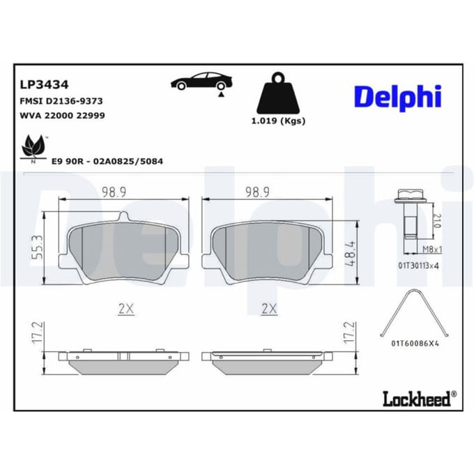Remblokset DELPHI LP3434, achter