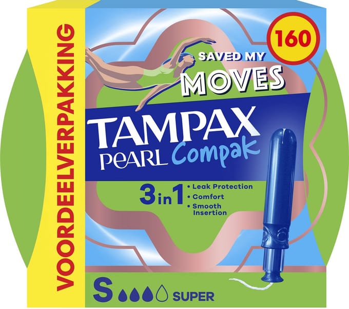 Tampax Pearl Compak SuperTampons - Met Inbrenghuls - 8 x 20 Stuks