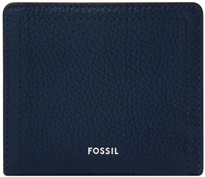 FOSSIL Leren portemonnee Logan RFID Small Bifold Insignia Blue donkerblauw