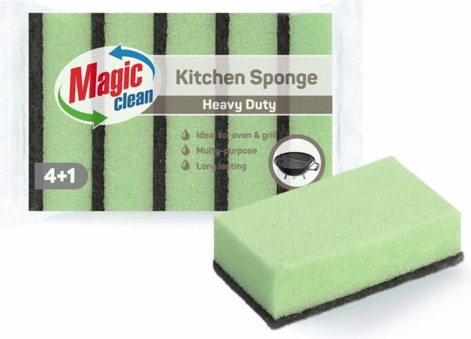 Magic Clean Schuurspons - Grof - Groen - 5 stuks - Voor hardnekkige vlekken
