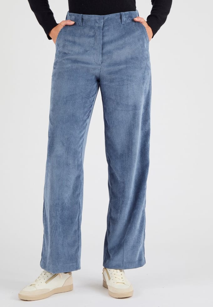 Damart - Fluwelen broek - Dames - Blauw - 48