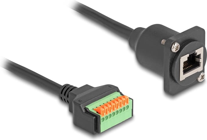Delock D-Type Cable RJ45 jack to Terminal Block with push button Cat.5e black 30 cm