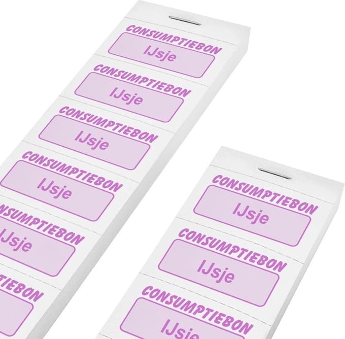 CombiCraft Consumptiebonnen ijsje 10 per strip wit - per 1000 bonnen