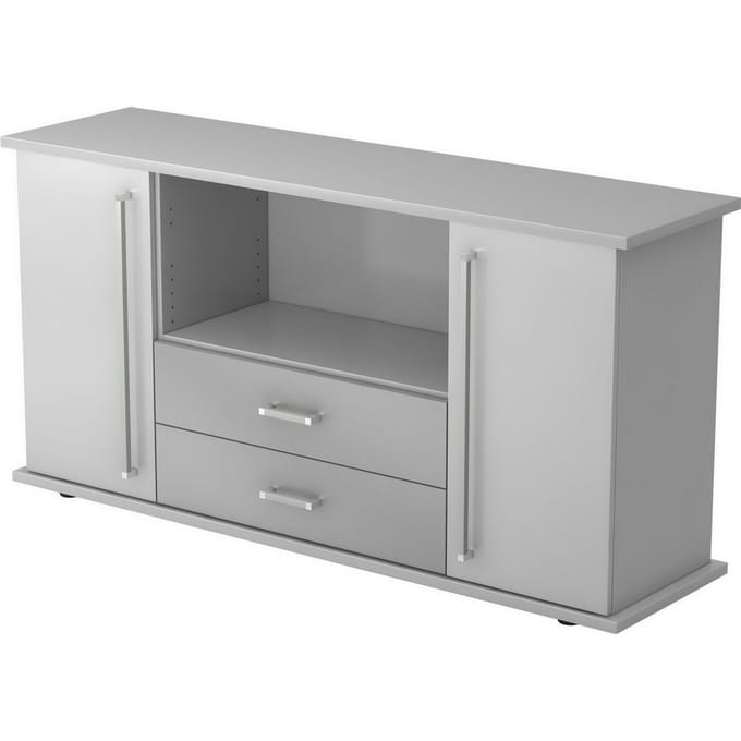 KAPA SB | Dressoir | met deuren + laden - Grijs Chrome metaal handgreep