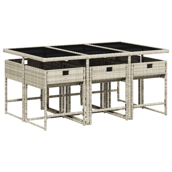vidaXL - 7-delige - Tuinset - met - kussens - poly - rattan - grijs